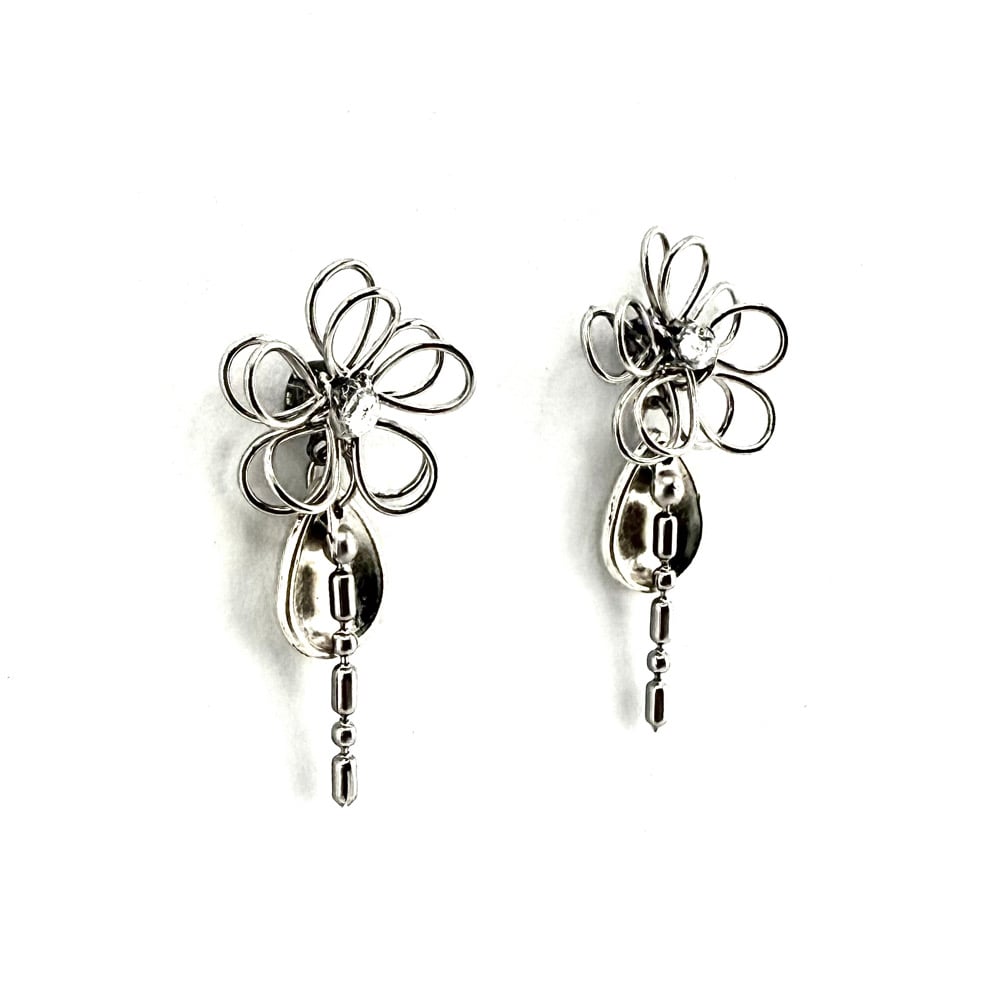 Image of Silver Camellia Earrings