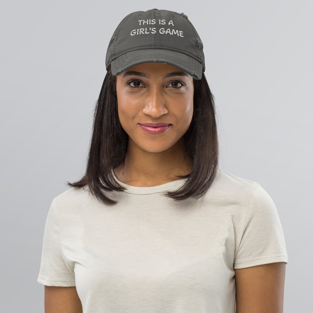 Image of This is a Girl's Game Hat white letters (women's)