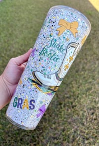 Image 3 of 24oz Acrylic Mardi Gras Snow Globe Cup