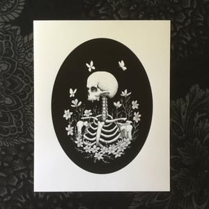 Skeleton And Cosmos Flowers print