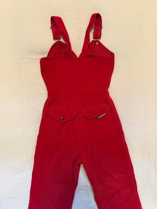 1970s red N'est ce Pas fitted overalls  jumpsuit 