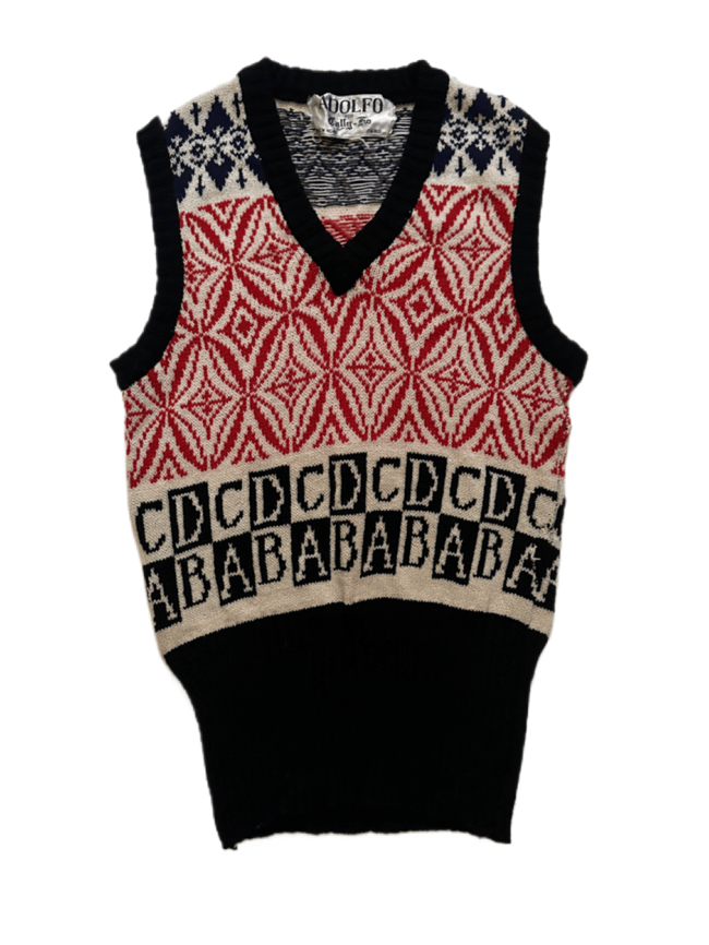 1970s Adolfo knit alphabet vest