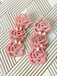 Image 1 of Wooden Rose Earrings 