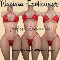 Image 2 of Valentine's Day (Red bandana, Red mesh, Shiny red Thong Sets)