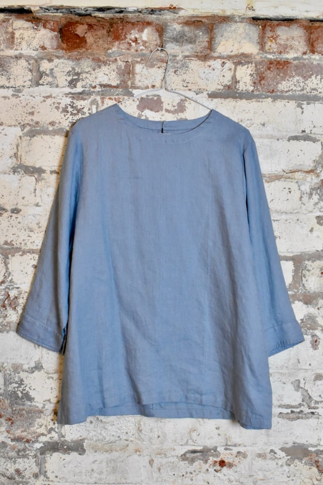 Image of Linen button back blouse