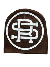 “Winners Circle” Short Knit Beanie - Brown