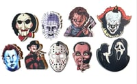 Image 3 of MERRY CREEPMAS HORROR ICONS CHRISTMAS ORNAMENTS 9 PIECE SET WOODEN