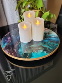 Image 2 of 15" Epoxy Resin Art Lazy Susan Turntable 'The Hierophant'