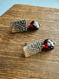 Image 15 of red garnet post earrings