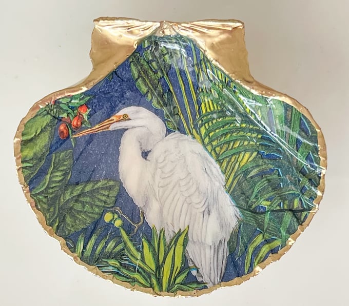 Image of Tropical Egret - Medium Trinket Shell
