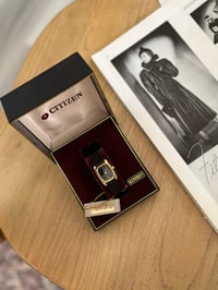 Image 3 of RARE Vintage Black Genuine Leather Watch Citizen- New in Box with tag 🏷️ 