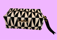 Image 4 of Black and cream triangles makeup bag