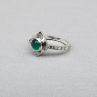 Image 7 of Handmade Sterling Silver Green Onyx Stamped Dainty Ring