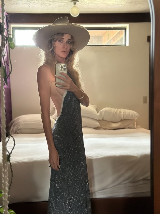 1970s lurex low back sparkle halter maxi dress