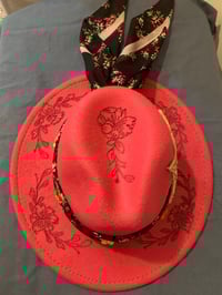 Image 4 of "Daughter of the King" Pink Hand-Burned Panama Hat