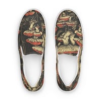 Image 2 of Dark Cottagecore Goth Inspired Vibrant Mushroom Men’s slip-on canvas shoes