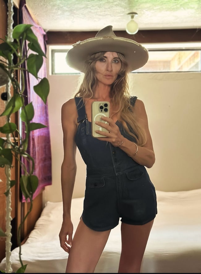 early 70s denim snap romper playsuit