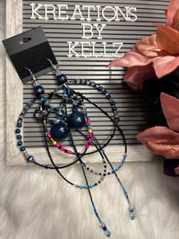 Image 3 of Blue Glow Large Hoop Earrings 