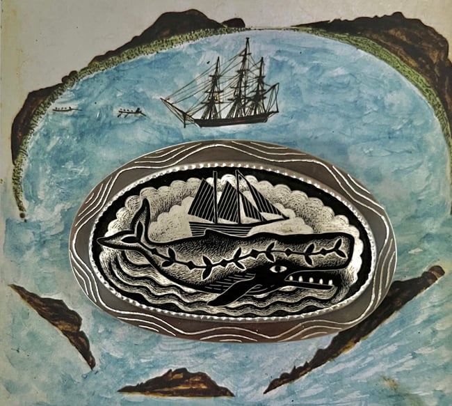SHIP AND WHALE BROOCH 