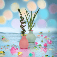 Image 2 of Mini Pink Vase With Green Lip