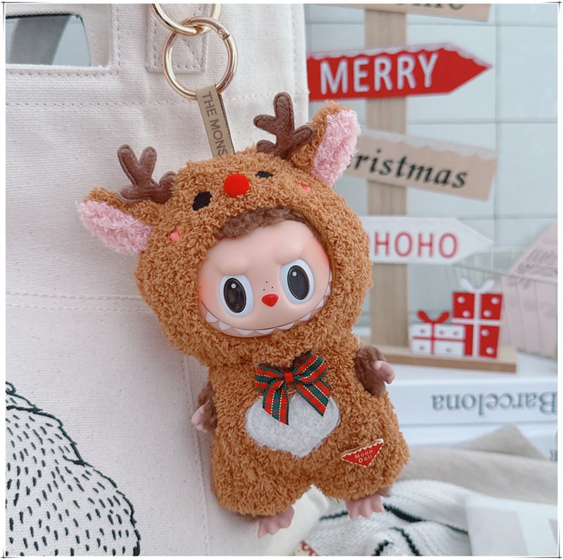 Image of Christmas Clothes for 17cm Labubu Doll Xmas Suit Snowman Elk Santa Claus V1 V1 V3 Labubu Doll's Outf