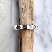 Image 3 of Sterling Silver Star and Moon Ring, Hand Stamped