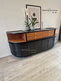 Image 4 of Large Mid Century Luxury Sideboard Nathan | Curved Teak Sideboard Black | 4 Walnut Drawers 