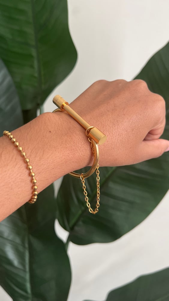 Image of JUICE • Gold Stacking Screw Open Bangle Bracelet