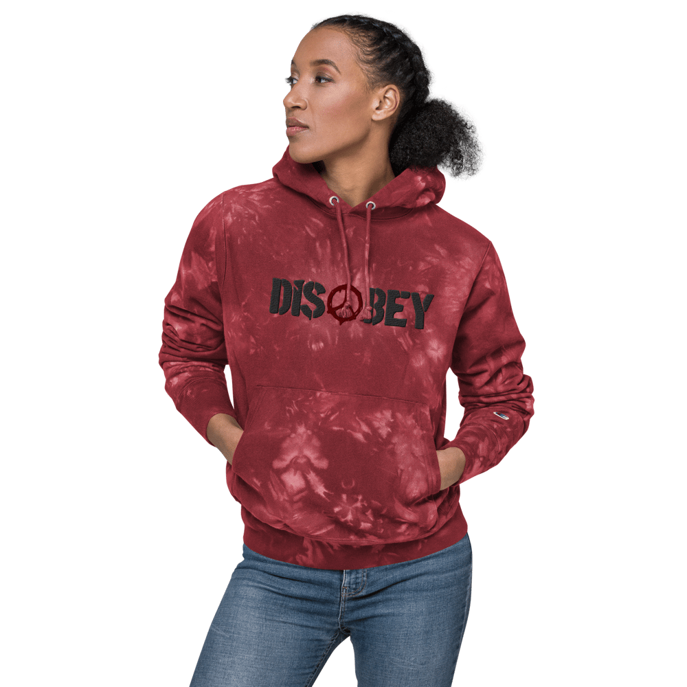 DISOBEY EMBROIDERED CHAMPION TIE-DYE HOODIE