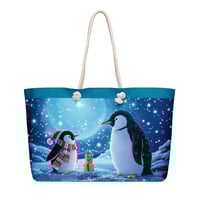 Image 1 of Oversized weekender bag (Christmas Penguin's) with blue