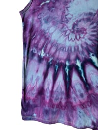 Image 4 of XL Ladies Racerback Tank in Purple Haze Spiral Ice Dye