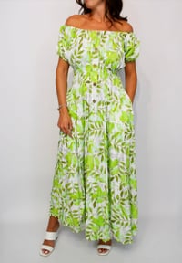 Image 1 of Gold Flower Button Front Maxi