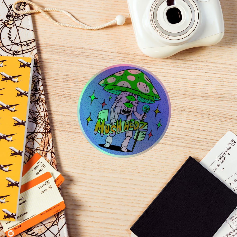 Holographic Mush Hedz  stickers