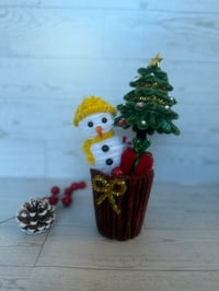 Image 1 of Mini Snowman & Tree Holiday Cup Decoration