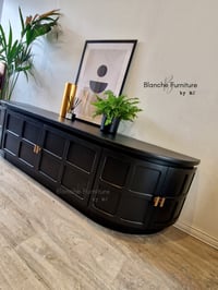 Image 2 of Long Curved Nathan Sideboard in Black with gold handles