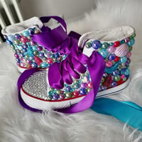 Image 1 of Toddler girl Kids bling pearl customized Canvas shoes