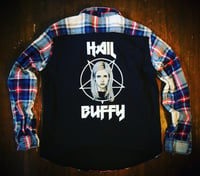 Upcycled “Buffy” t-shirt flannel