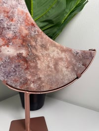 Image 6 of XL PINK AMETHYST MOON ON CUSTOM ROSE GOLD STAND -BRAZIL-