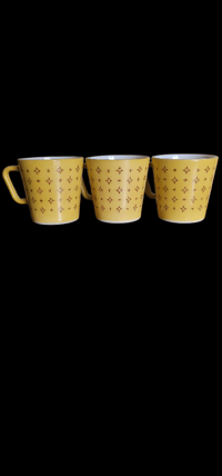 Image 22 of Set of 3 Pyrex Yellow Foulard Atomic Starburst Mugs 