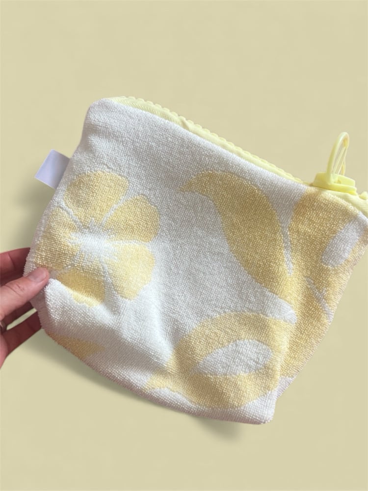 Image of Postcard pouch- White Palm/ floral frangipani 