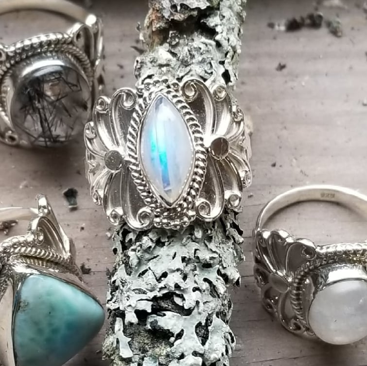 Image of Oklahoma - Moonstone Marquise Ring in Sterling Silver
