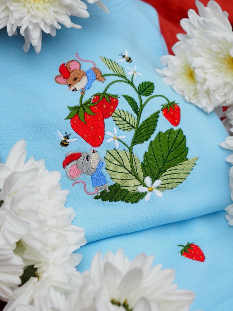 Image of The Strawberry Patch Gnomes - Tee & Short Set Baby Blue