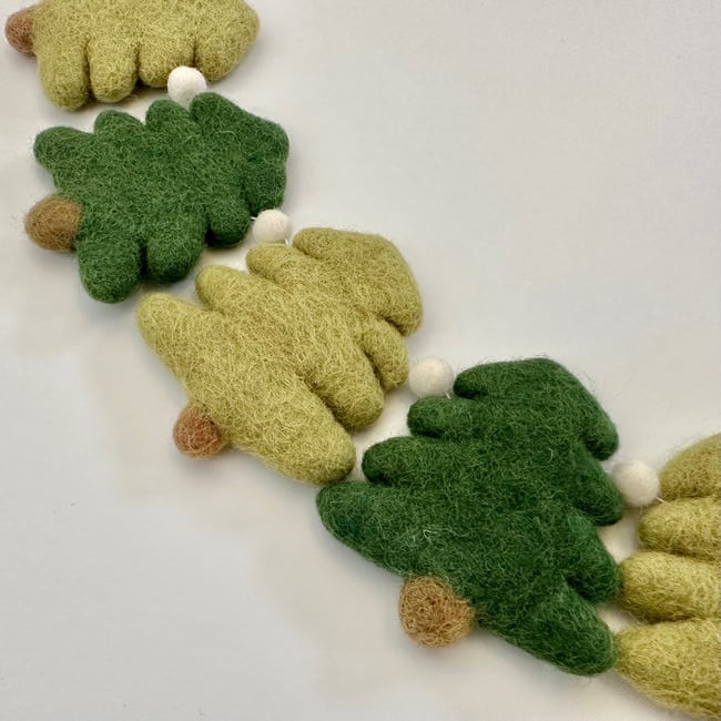 Snowy Forest Felt Ball Garland 