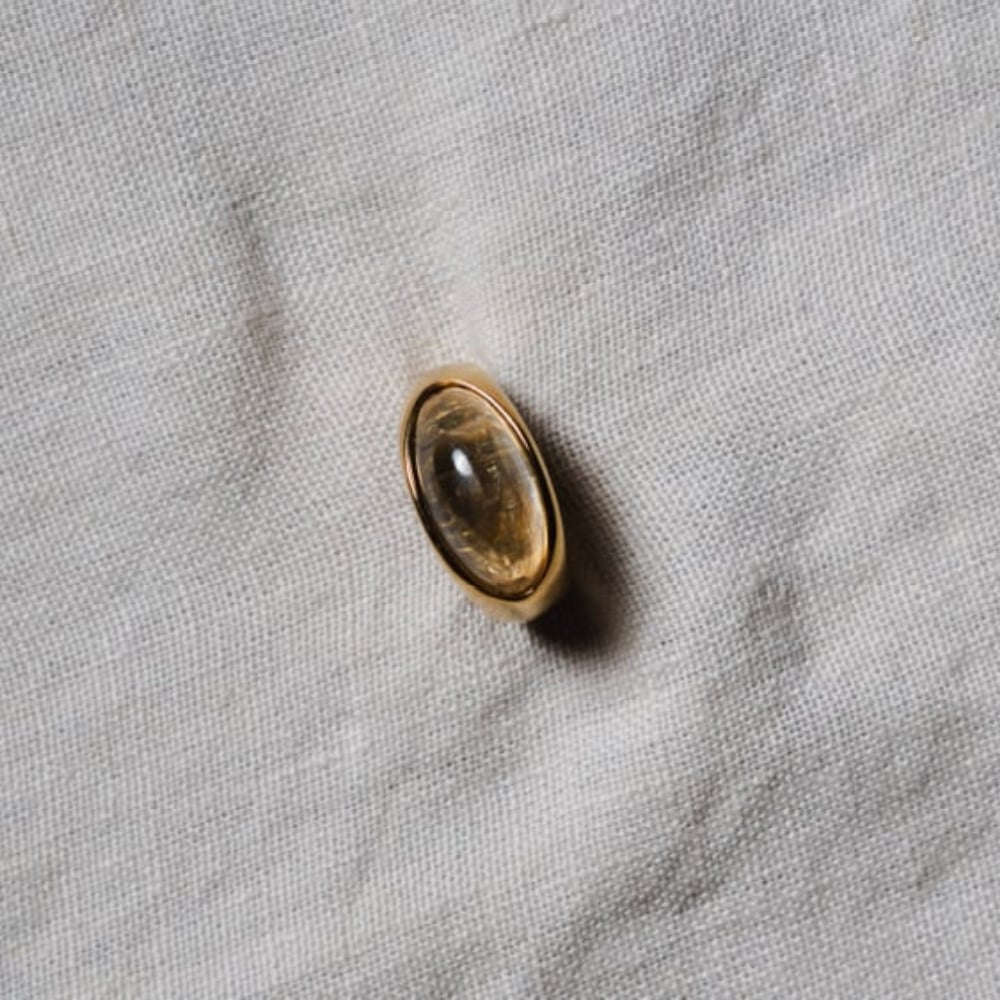 Image of CLARA 18ct Gold Plated Clear Oval Ring 