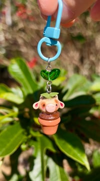 Image 1 of The Sproutlings- Millie the Cow Sprout Charm- Cute Handmade Clay Keychain or Phone Charm