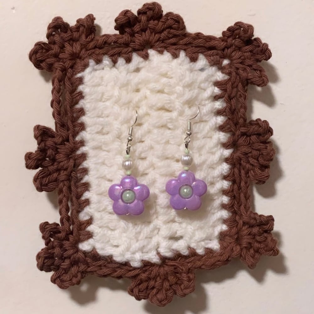 Image of purple bead earrings