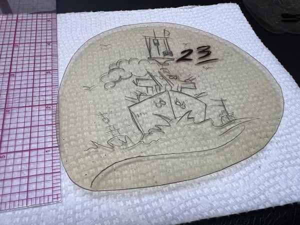 Image of Original 1950’s Era Acetate Stencil 4.25”  “Navy Ships” (Unmarked)