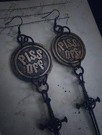 Image 2 of PISS OFF/QUEER WITCH Brass Earrings 