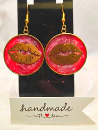 Image 3 of Handcrafted Resin Lips Earrings 