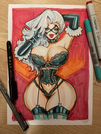 Image of Black Cat Lingerie Original copic sketch 